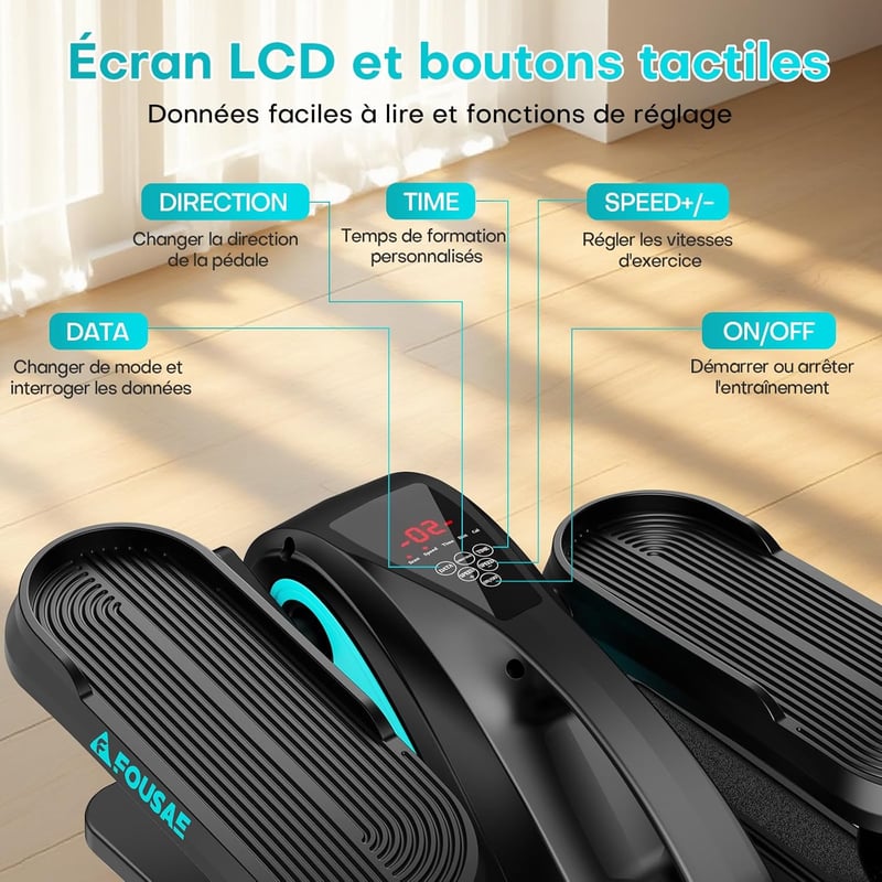 FOUSAE 2-in-1 Elliptikus Trainer 15 Fokozat Távirányítóval Időseknek