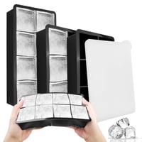 Fousenuk set od 3 velika kalupa za led s poklopcem (6 odjeljaka x2 + 8 odjeljaka x1) – Silikonski kalupi za led 1
