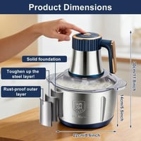 Tocător de bucătărie electric Fouvin 500 W, 5 viteze, bol din oțel inoxidabil de 5 l, pentru legume, fructe și carne 3