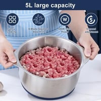 Tocător de bucătărie electric Fouvin 500 W, 5 viteze, bol din oțel inoxidabil de 5 l, pentru legume, fructe și carne 4