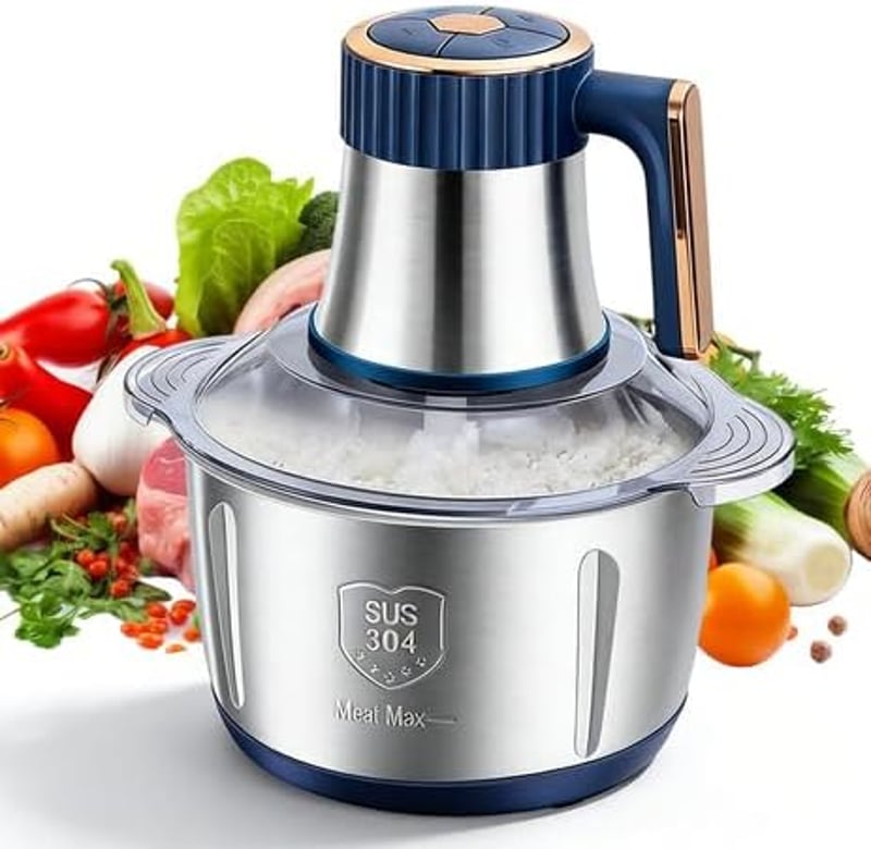 Tocător de bucătărie electric Fouvin 500 W, 5 viteze, bol din oțel inoxidabil de 5 l, pentru legume, fructe și carne