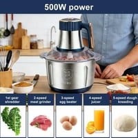 Tocător de bucătărie electric Fouvin 500 W, 5 viteze, bol din oțel inoxidabil de 5 l, pentru legume, fructe și carne 5