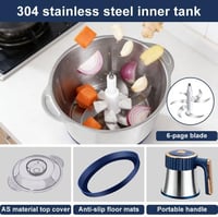 Tocător de bucătărie electric Fouvin 500 W, 5 viteze, bol din oțel inoxidabil de 5 l, pentru legume, fructe și carne 2