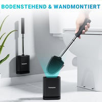 Fowooyeen szilikon WC kefe fekete, fali, rozsdamentes acél nyéllel, szívforma, fúrás nélkül 6