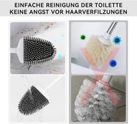 Fowooyeen szilikon WC kefe tartóval, falra szerelhető vagy állványos, fehér matt 2