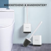 Fowooyeen szilikon WC kefe tartóval, falra szerelhető vagy állványos, fehér matt 6