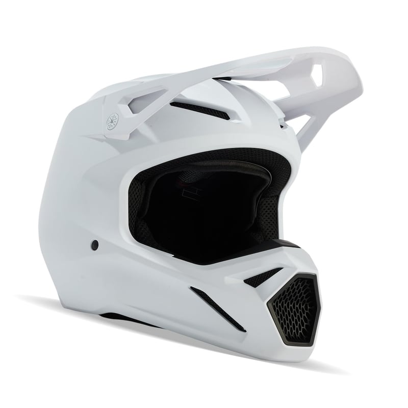 Cască moto cross Fox Racing V1 Solid - Alb mat, mărimea M - Pentru motocross, enduro, off-road