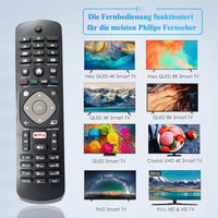 FOXRMT Philips Távirányító - Eredeti 996596003606 Helyettesítő, Netflix Gombbal, 32PFS5362/49PUS610112/65PUS6262 TV Modellekhez, Programozás 2