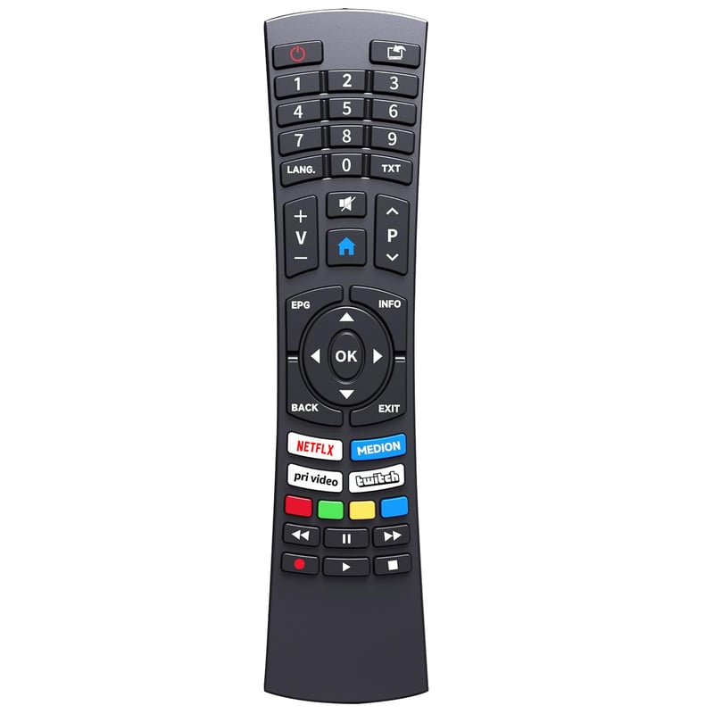 FOXRMT RC1822 Univerzálny diaľkový ovládač pre Medion Ultra HD Smart TV - s tlačidlami Netflix a Prime Video, 10m dosah, predkonfigurovaný,