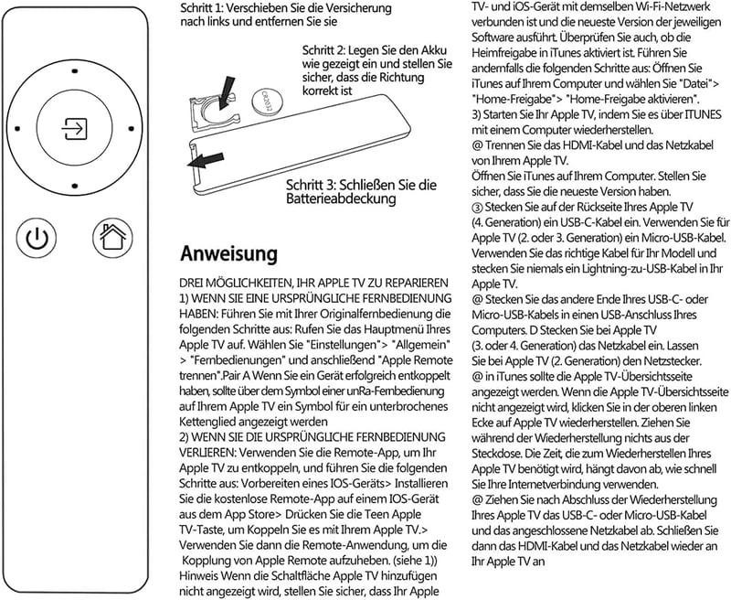 FOXRMT Univerzális Távirányító Apple TV 1, 2, 3, 4 Készülékekhez - Fekete, 10m Hatótávolság, MC377L/A A1294 A1218 A1378 A1427 Kompatibilis