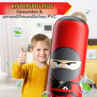 FOYOCER Ninja nafukovacie boxerské vrece pre deti s boxerskými rukavicami, 165 cm, čierne, pre deti od 3 do 12 rokov, hrubý materiál, aktívna hra a odbúravanie stresu 2