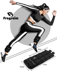 Fragraim Súlyozott Bokapánt 0,5-5 kg - Állítható Neoprén Csuklósúly és Bokasúly Edzéshez, Futáshoz, Fitneszhez - Fekete - 5 kg x 2 5