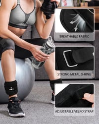 Fragraim Súlyozott Bokapánt 0,5-5 kg - Állítható Neoprén Csuklósúly és Bokasúly Edzéshez, Futáshoz, Fitneszhez - Fekete - 5 kg x 2 3
