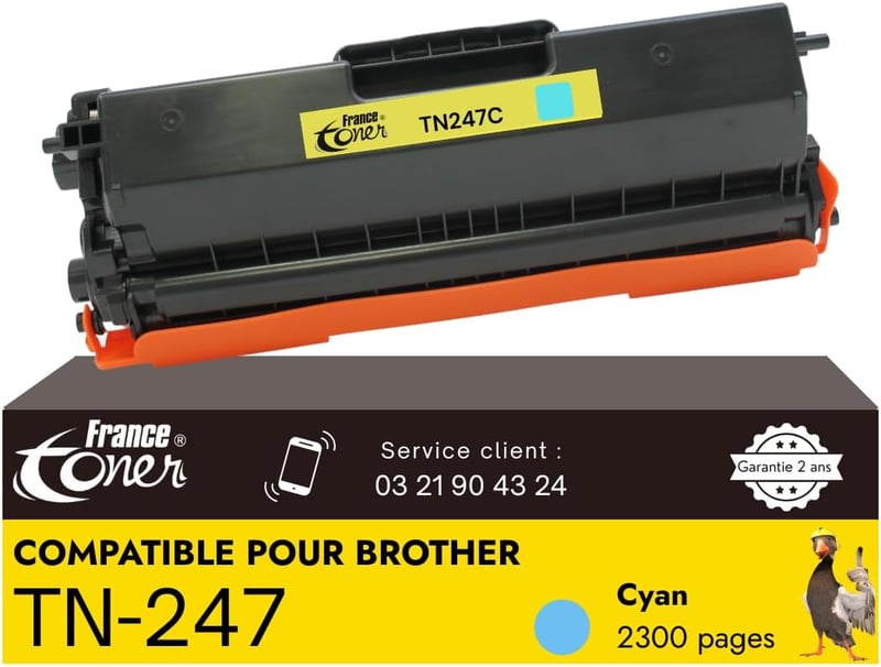 FranceToner Cyan Lézertonerkazetta Brother TN247K Kompatibilis 2300 Oldal