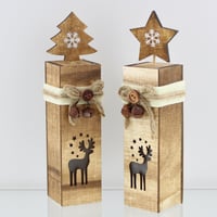 Set 2 figurine decorative LED în formă de ren Frank Flechtwaren – înălțime 22 cm – Decorațiune de Crăciun pentru masă, ornament de Advent 1