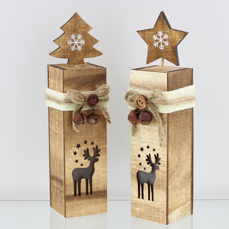 Set 2 figurine decorative LED în formă de ren Frank Flechtwaren – înălțime 22 cm – Decorațiune de Crăciun pentru masă, ornament de Advent