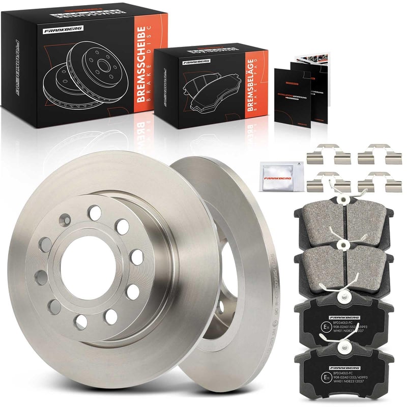 Set de frână Frankberg: 2x Disc de frână + 4x Set plăcuțe de frână spate pentru autoturisme