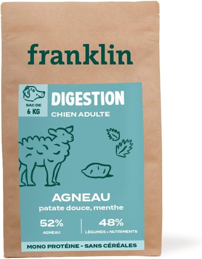 Franklin Hypoallergén Kutyatáp Bárány 6kg Gabonamentesen Érzékeny Gyomor - 6 kg (Lot de 1), Lamb