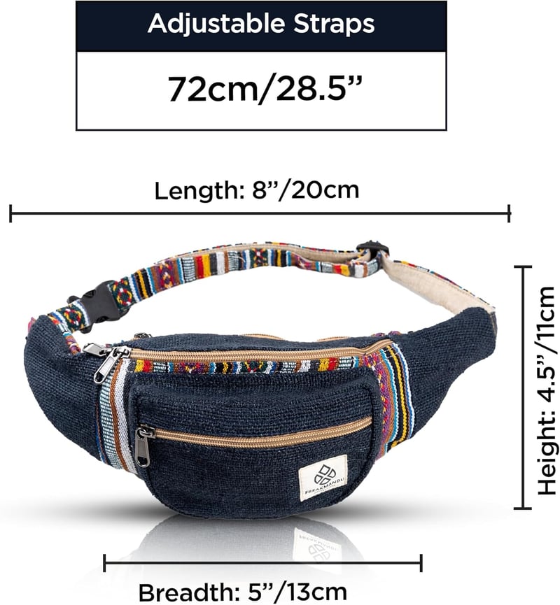 Freakmandu Unisex Kender Övtáska - Boho Csípőtáska Túrázáshoz és Futáshoz