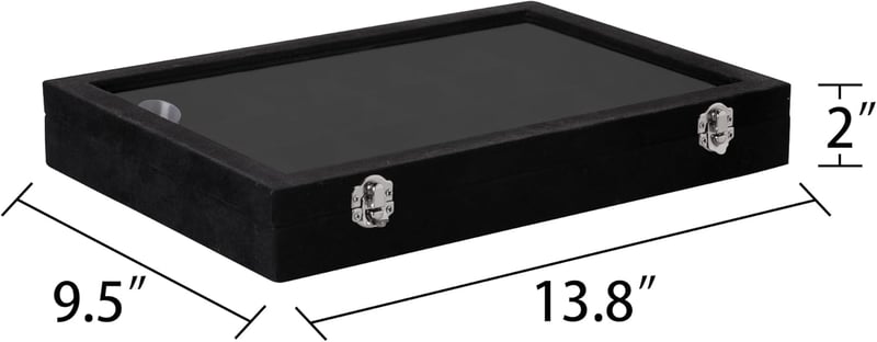 Frebeauty 24 részes bársony ékszertartó doboz átlátszó fedéllel - 24 Grid, Black