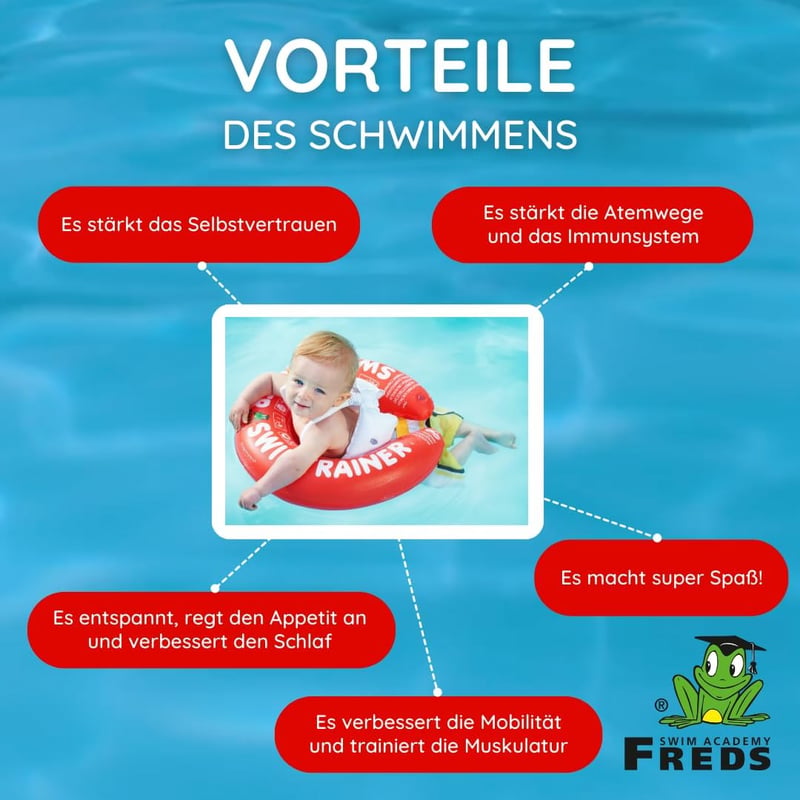 FREDS SWIM ACADEMY Swimtrainer Classic piros úszótrainer 3 hónapos kortól, felfújható úszósegítség kezdőknek