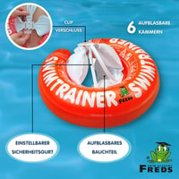 FREDS SWIM ACADEMY Swimtrainer Classic piros úszótrainer 3 hónapos kortól, felfújható úszósegítség kezdőknek 7