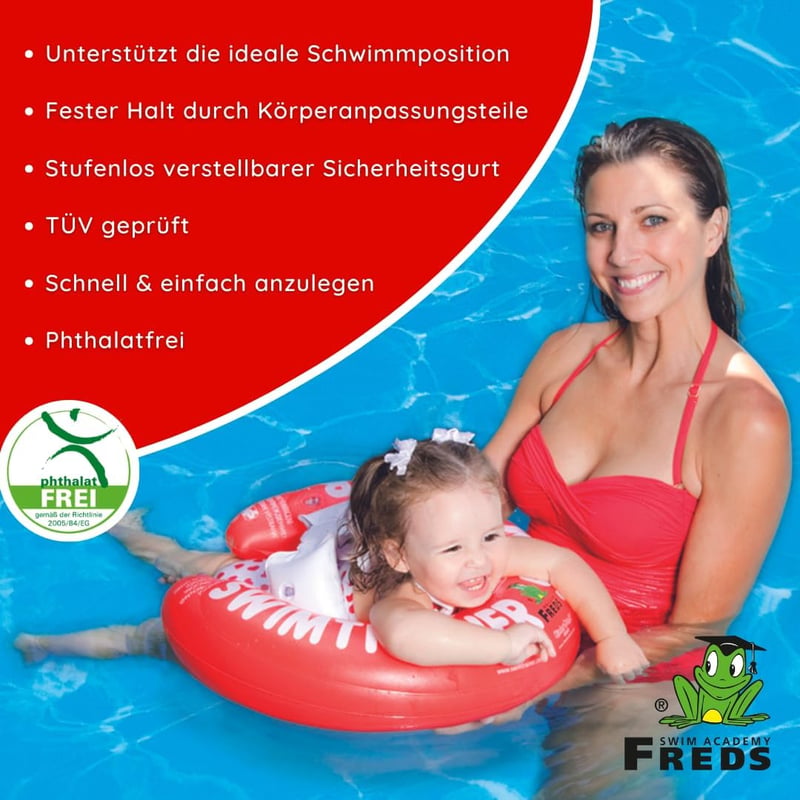 FREDS SWIM ACADEMY Swimtrainer Classic piros úszótrainer 3 hónapos kortól, felfújható úszósegítség kezdőknek
