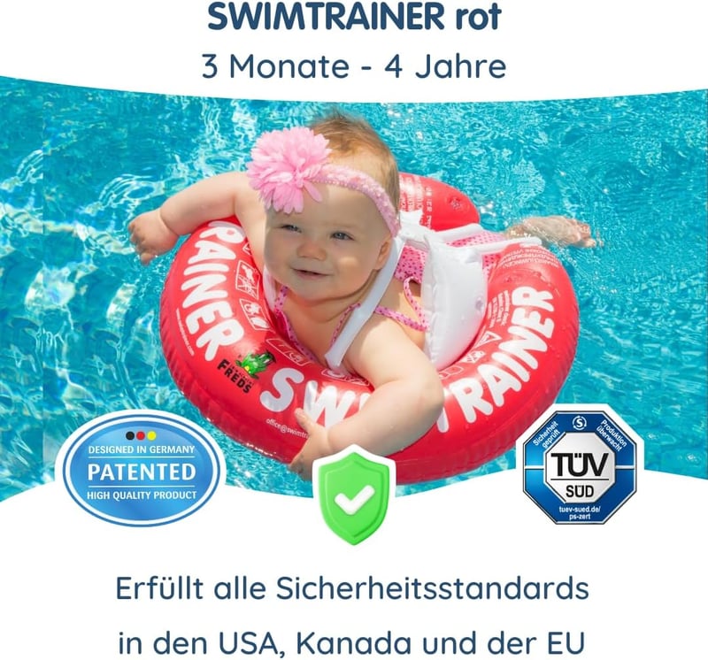FREDS SWIM ACADEMY Swimtrainer Classic piros úszótrainer 3 hónapos kortól, felfújható úszósegítség kezdőknek