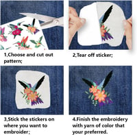 FREEBLOSS 35 db Vízben Oldódó Öntapadós Hímzőalátét - Kolibri és Virág Mintákkal Ruhák Díszítéséhez, 21x29,7 cm 4