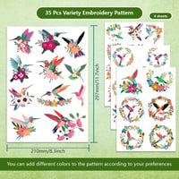 FREEBLOSS 35 db Vízben Oldódó Öntapadós Hímzőalátét - Kolibri és Virág Mintákkal Ruhák Díszítéséhez, 21x29,7 cm 2