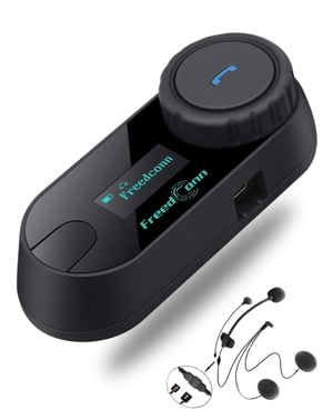 Interfon Moto Bluetooth FreedConn T-COM SC pentru 2 Persoane, Rază 800m, Ecran LCD, BT5.0, Radio FM, Rezistent la apă IP65, Partajare Muzică, Microfon 2 în 1