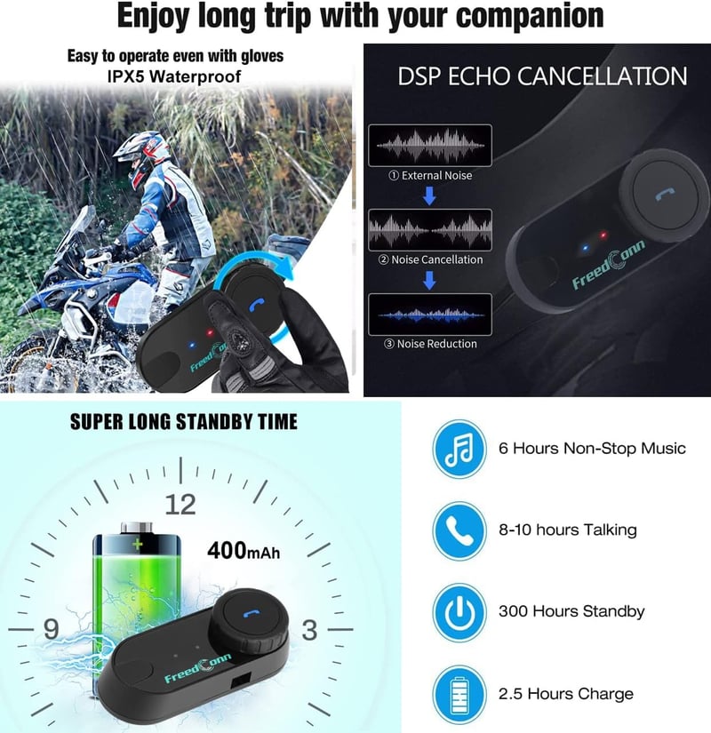 FreedConn T-Comvb Motoros Sisak Bluetooth Intercom 2-3 Rider Kihangosított Kommunikáció
