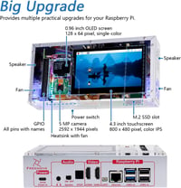 FREENOVE Raspberry Pi 5 számítógépház készlet M.2 NVMe SSD, 4,3" érintőképernyő, 5 MP kamera 3