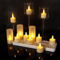 FREEPOWER 12 LED Mécses Újratölthető USB Töltőállomással Távirányító Időzítő Meleg Fehér Fény Gyertya Szett 4x5.5cm 4