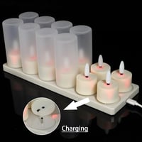 FREEPOWER 12 LED Mécses Újratölthető USB Töltőállomással Távirányító Időzítő Meleg Fehér Fény Gyertya Szett 4x5.5cm 3
