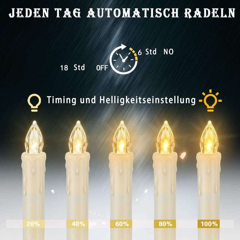 FREEPOWER 30db LED Karácsonyfa Gyertya Távirányítóval, Meleg Fehér Vezeték Nélküli Dekoráció