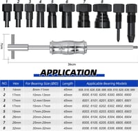 Set de extractor de rulmenți FreeTec din 12 piese pentru rulmenți interiori orbi de 8-32 mm, cu ciocan culisant și adaptoare expandabile pentru motociclete și ATV-uri 3