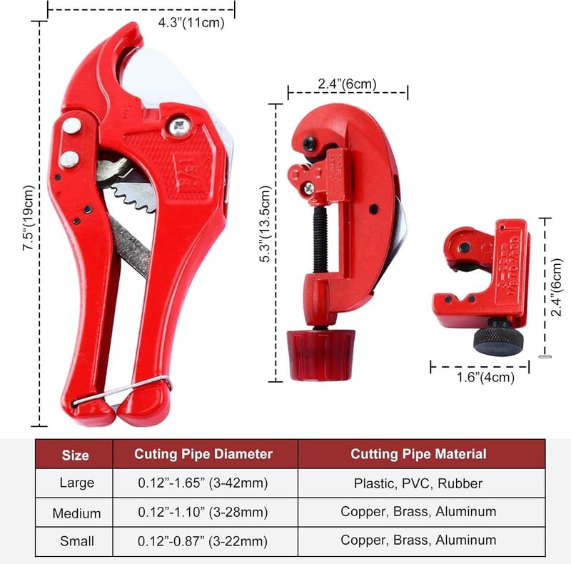 FreeTec 9 részes fékcsőperemező készlet - PVC és rézcső vágó, csőhajlító, 3-42 mm méretű csövekhez, autó fékcső javításhoz

AI: I've created