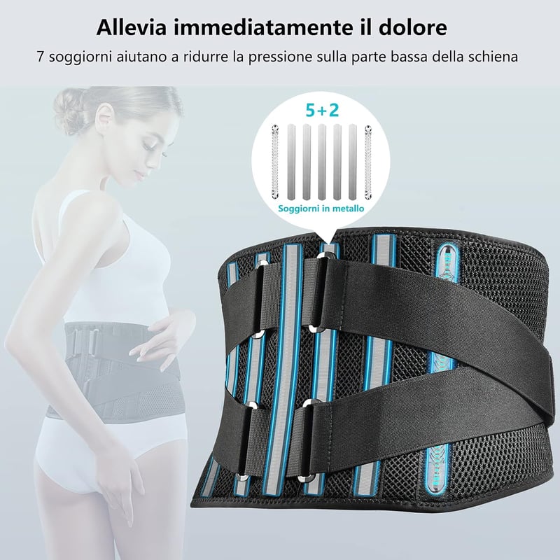 FREETOO Lumbális Támogatás Hátpánt 7 Merevítővel L-es Méret 