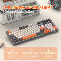 FREEWOLF K8 vezeték nélküli mechanikus gamer billentyűzet, Hot-Swap, RGB, Blue Switch - szürke-narancs 5