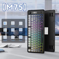FREEWOLF M75 Kettős Módú Billentyűzet, Bluetooth+2.4G, Kijelzővel, 82 PBT Színátmenetes Billentyűsapkával, RGB Háttérvilágítással, Mac/Windo 2