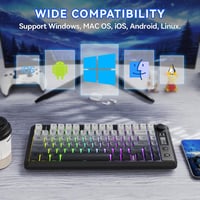 FREEWOLF M75 Kettős Módú Billentyűzet, Bluetooth+2.4G, Kijelzővel, 82 PBT Színátmenetes Billentyűsapkával, RGB Háttérvilágítással, Mac/Windo 9
