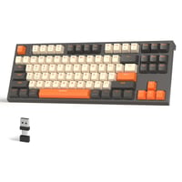 Bezdrôtová mechanická herná klávesnica FREEWOLF M88 TKL, Hot-Swap, červené spínače (Red Switch) – sivá-oranžová 1