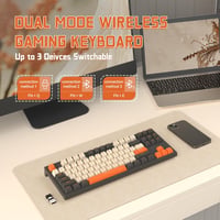 FREEWOLF M88 TKL Wireless Gaming Billentyűzet, Mechanikus, Hot-Swap, Bluetooth/2.4GHz, Red Switch, QWERTY - Grey and orange 3