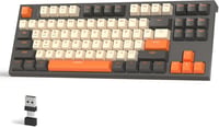 FREEWOLF M88 TKL Wireless Gaming Billentyűzet, Mechanikus, Hot-Swap, Bluetooth/2.4GHz, Red Switch, QWERTY - Grey and orange 1