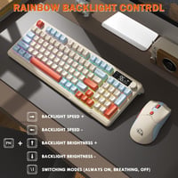 FREEWOLF T96 vezeték nélküli billentyűzet és egér Bluetooth és 2.4G, PBT keycaps, QWERTY, kijelző, médiahúzógörgő, halk, Blueberry 4