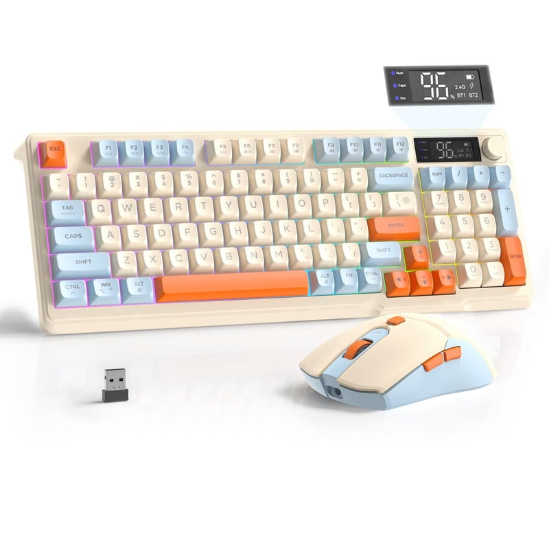 FREEWOLF T96 bežična tipkovnica i miš - Bluetooth & 2.4G, PBT - plavi
