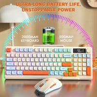 FREEWOLF T96 vezeték nélküli billentyűzet és egér Bluetooth és 2.4G, PBT keycaps, QWERTY, kijelző, médiahúzógörgő, halk, Blueberry 6