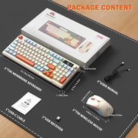 FREEWOLF T96 vezeték nélküli billentyűzet és egér Bluetooth és 2.4G, PBT keycaps, QWERTY, kijelző, médiahúzógörgő, halk, Blueberry 9