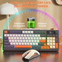 FREEWOLF T96 Wireless Billentyűzet és Egér, Bluetooth 2.4G, PBT Billentyűk, Csendes 6
